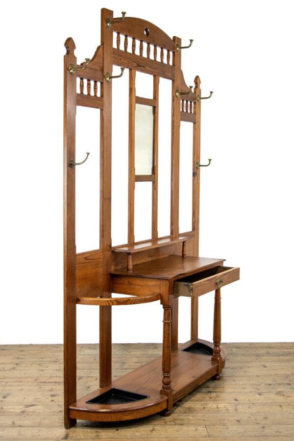 M-3716 Large Antique Pitch Pine Hall Stand Penderyn Antiques (10)