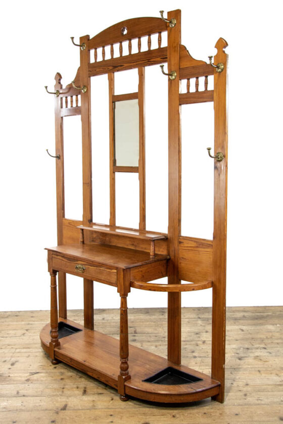 M-3716 Large Antique Pitch Pine Hall Stand Penderyn Antiques (13)