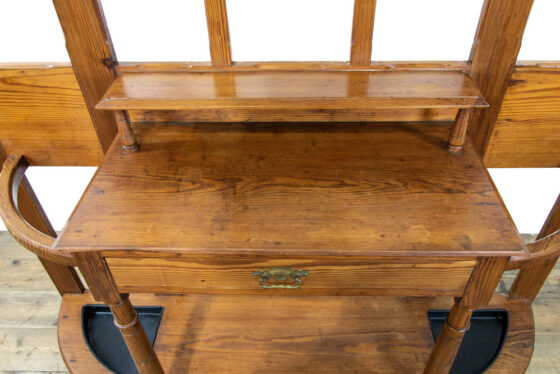 M-3716 Large Antique Pitch Pine Hall Stand Penderyn Antiques (7)