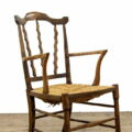 M-3756 Antique Arts and Crafts Elm and Rush Elbow Chair Penderyn Antiques (2)