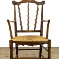 M-3756 Antique Arts and Crafts Elm and Rush Elbow Chair Penderyn Antiques (5)