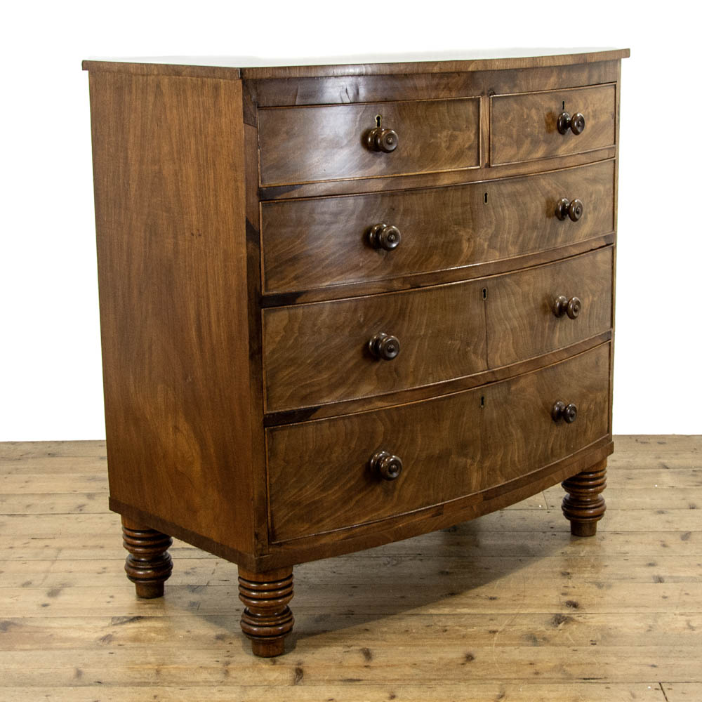 Antique Bow Front Mahogany Chest of Drawers