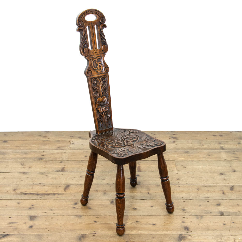 Victorian Antique Oak Carved Spinning Chair
