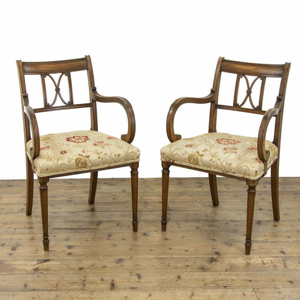 Pair of Regency Style Upholstered Armchairs