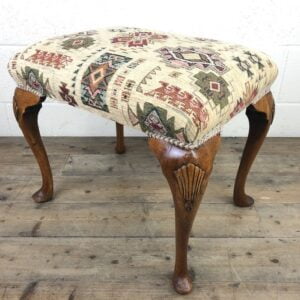 Victorian Walnut Stool with Fabric Seat