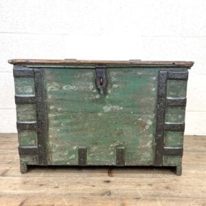 Distressed Painted Metal Bound Trunk