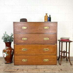 Vintage Two Part Teak Campaign Chest of Drawers