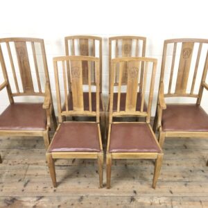 Set of Edwardian Chairs with Faux Leather Seats