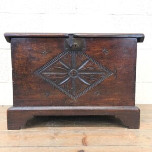 Small Antique Carved Oak Coffer