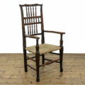 M-3354 Antique Elm Elbow Chair with Rush Seat Penderyn Antiques (2)
