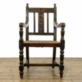 M-3411 Antique Oak Armchair with Rush Seat Penderyn Antiques (2)