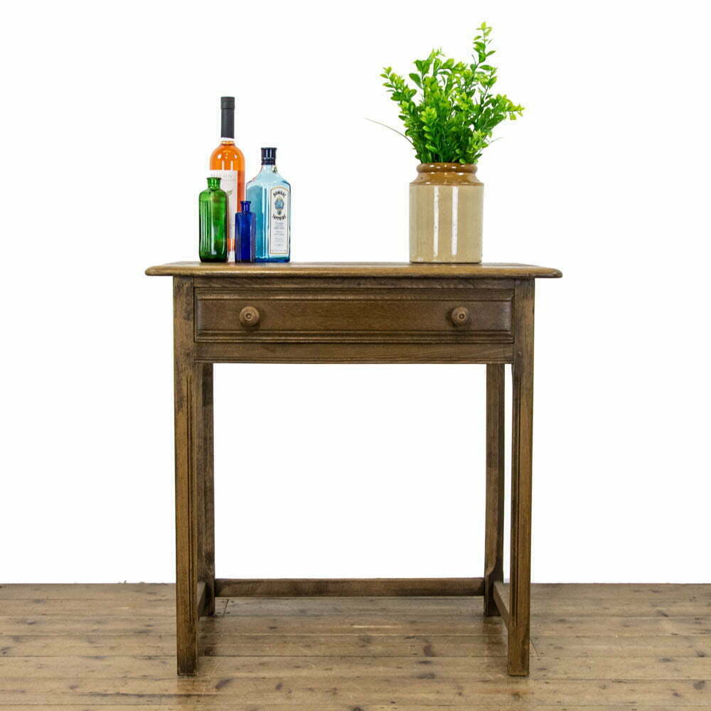 M-3670 Antique Oak Side Table with Drawer (1)