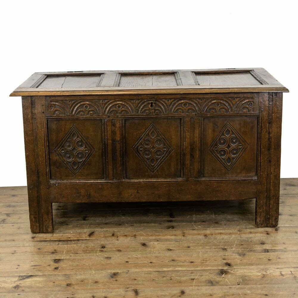 Early 18th Century Carved Oak Coffer