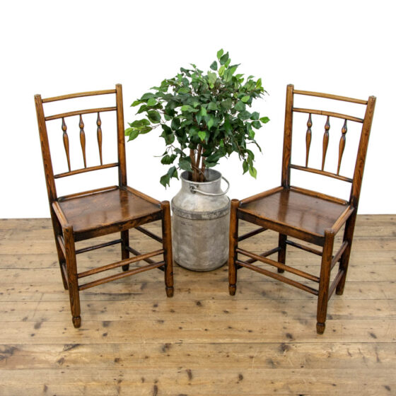 M-3906 Pair of Antique Elm Country Chairs Penderyn Antiques (1)