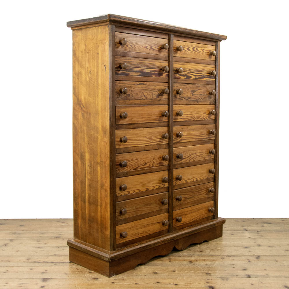 Rustic Wooden Bank of 18 Drawers