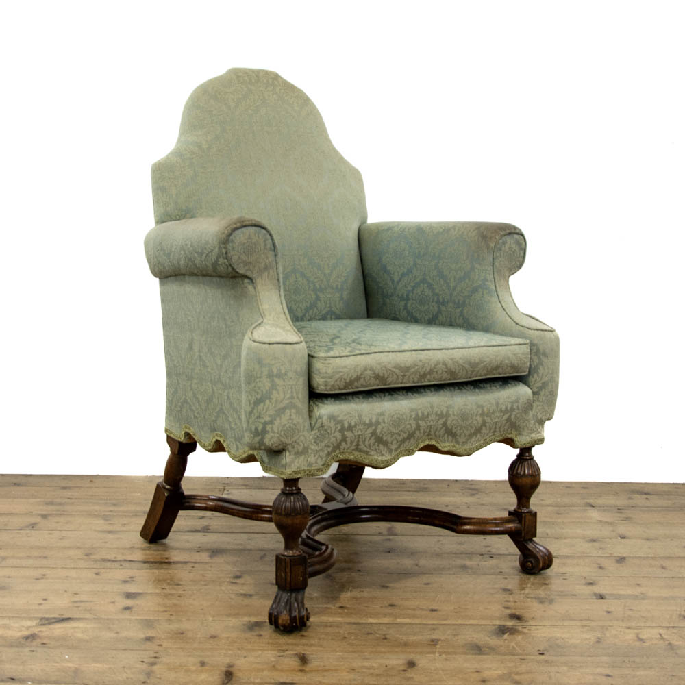 Blue Upholstered Armchair in William and Mary Style