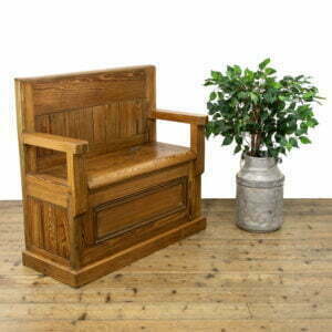 Rustic Pitch Pine Settle with Under Seat Storage