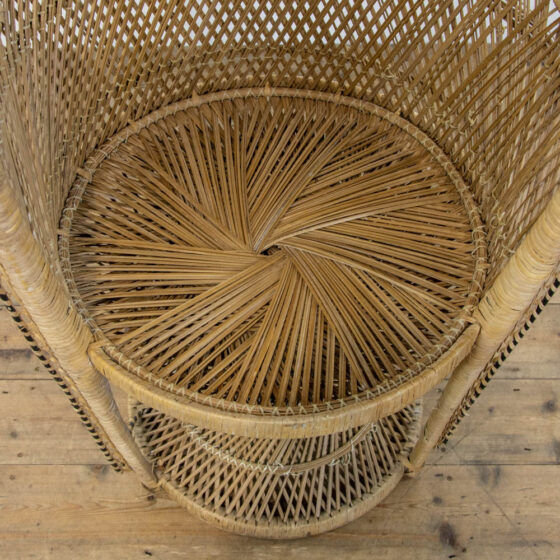 M-3994 Vintage Wicker Peacock Chair with Matching Wicker Stool Penderyn Antiques (4)
