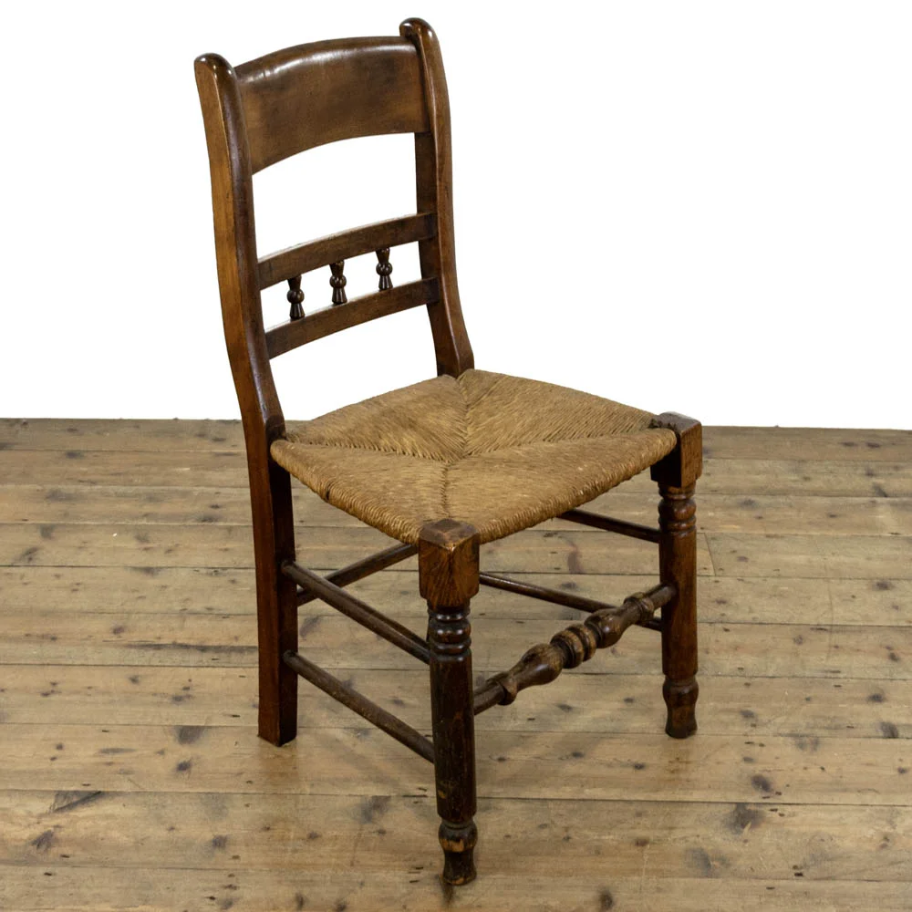 Antique Beech Chair with Rush Seat