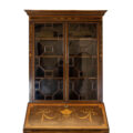 M-3878 Edwardian Inlaid Mahogany Fall Front Bureau with Glazed Top Penderyn Antiques (2)