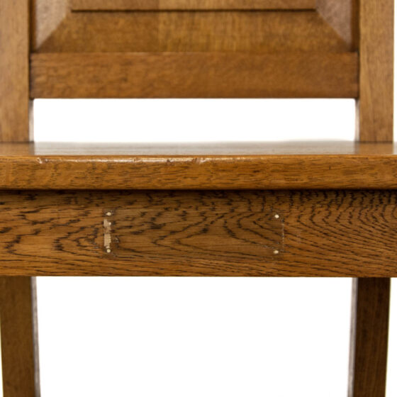 M-4023 Pair of Oak Hall Chairs Penderyn Antiques (4)