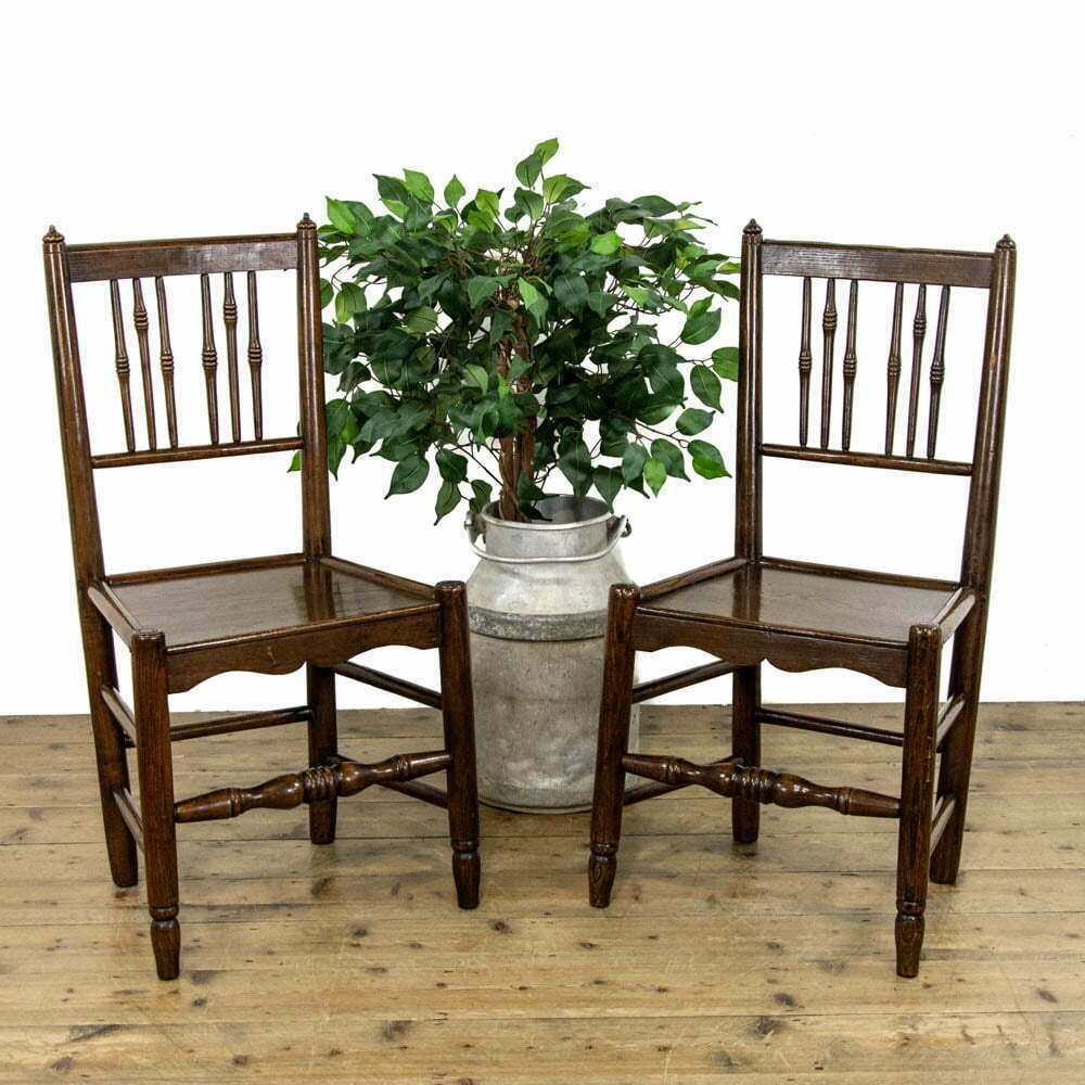 Pair of Antique Elm Farmhouse Occasional Chairs