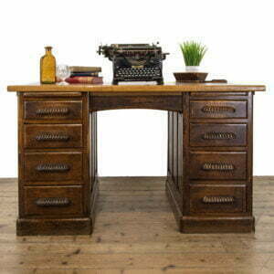 Large Antique Oak Pedestal Desk