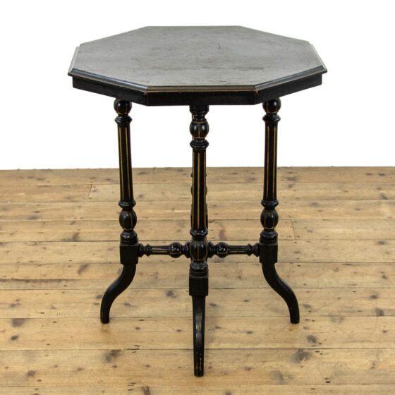 M-4075 Victorian Ebonised Octagonal Table Penderyn Antiques (2)