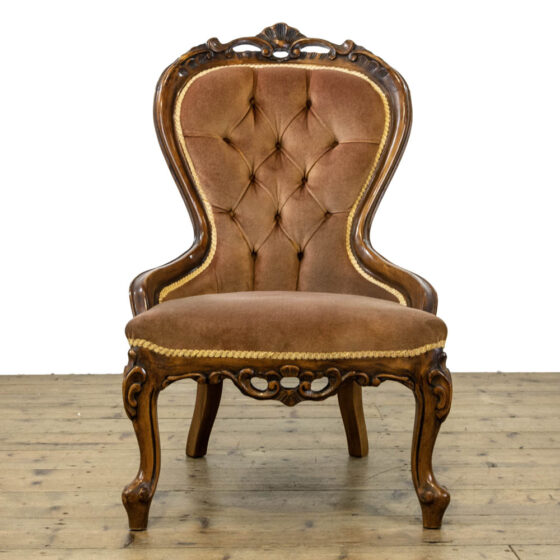 M-4104 Victorian Walnut Button Back Salon Chair Penderyn Antiques (2)