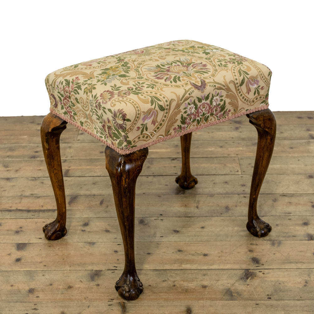 Antique Stool with Fabric Seat