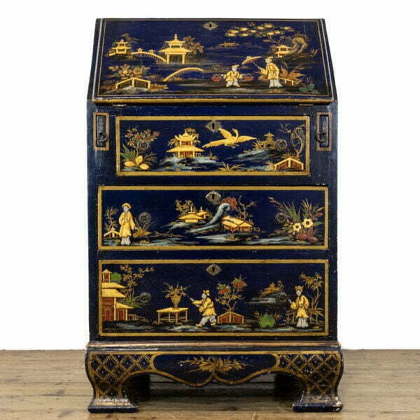 M-4130 Antique Blue Japanned Chinoiserie Bureau Penderyn Antiques (1)
