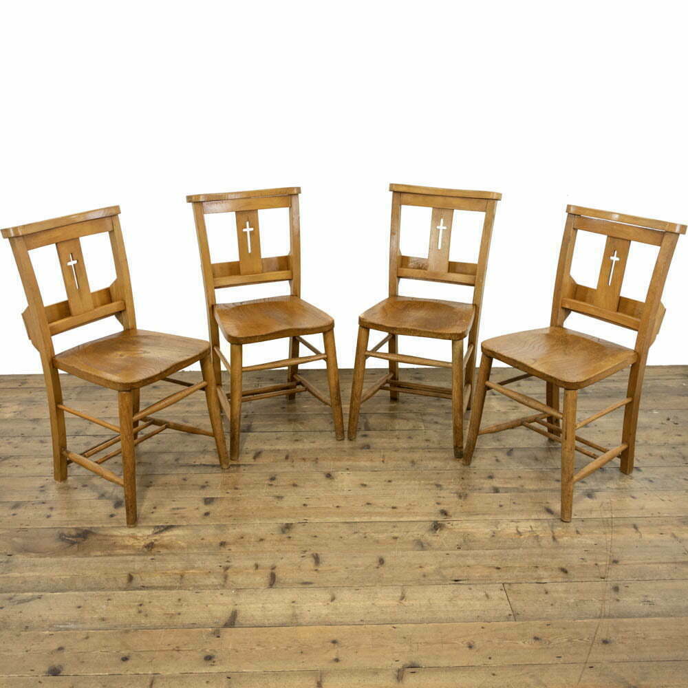 Set of Four Antique Chapel Chairs