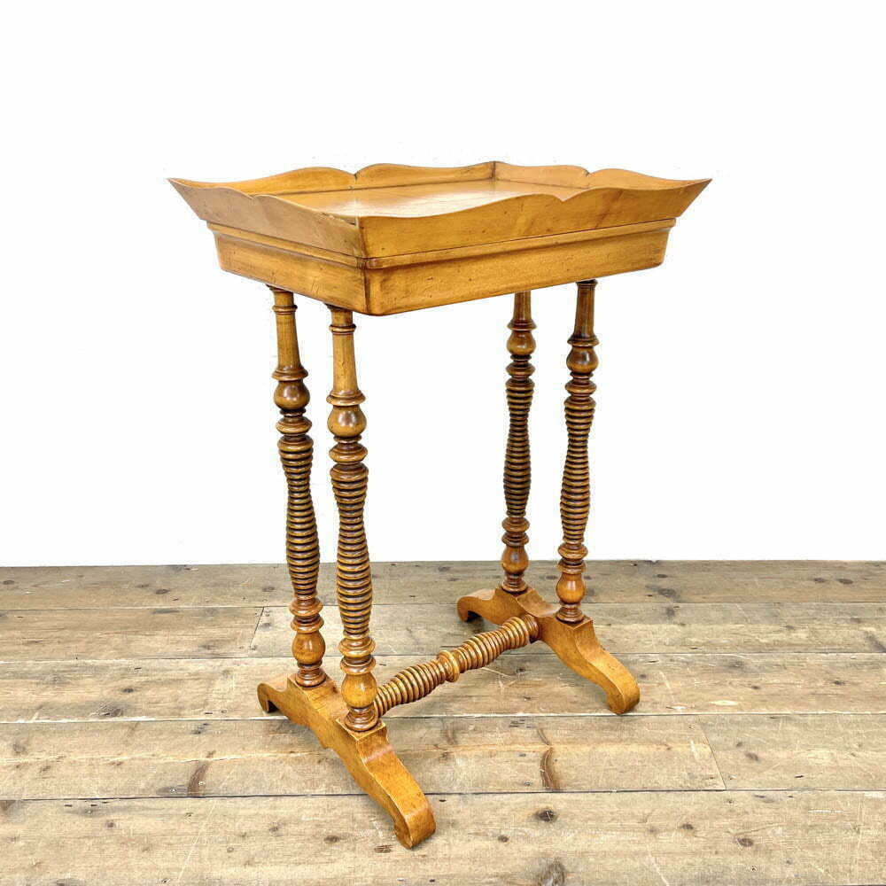 Antique Satin Birch Tray Top Side Table