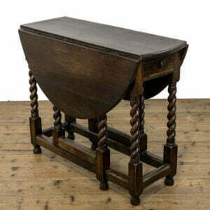 Antique Oak Gate Leg Table With Single Drawer
