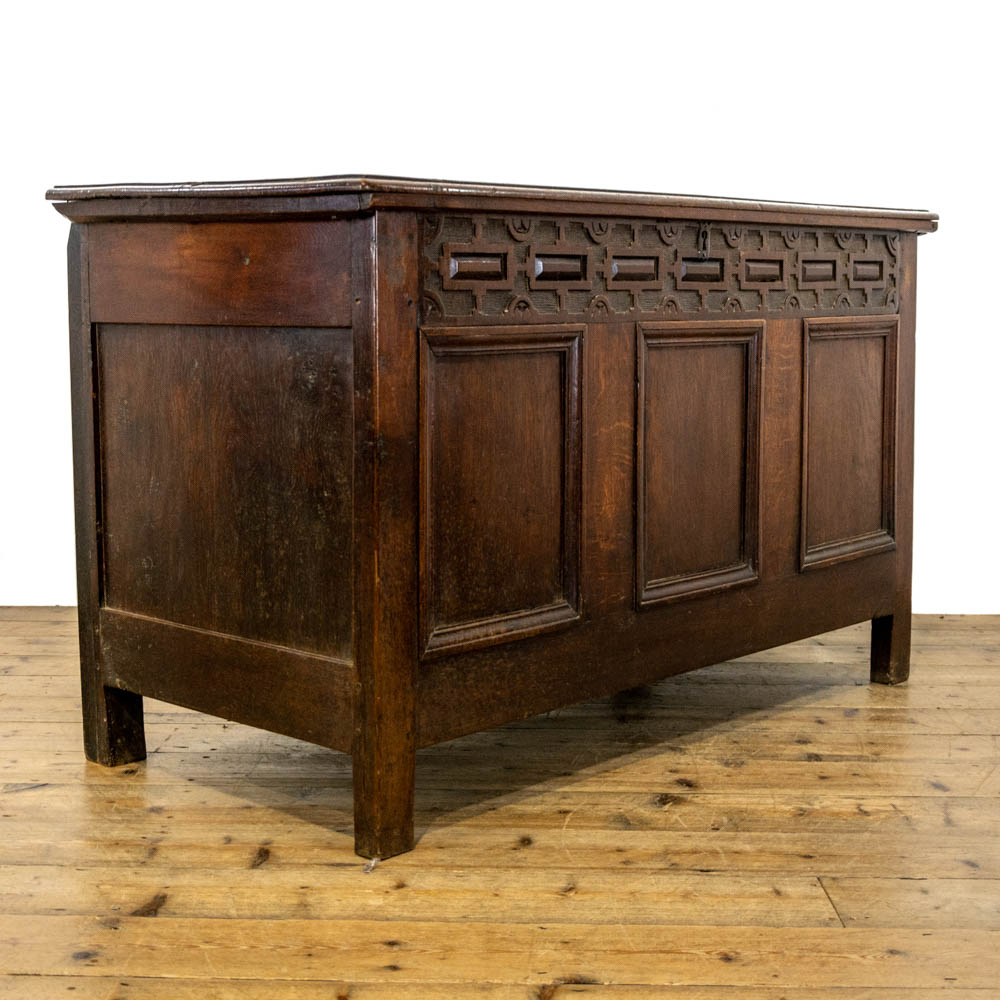 Antique Oak Coffer with Planked Top