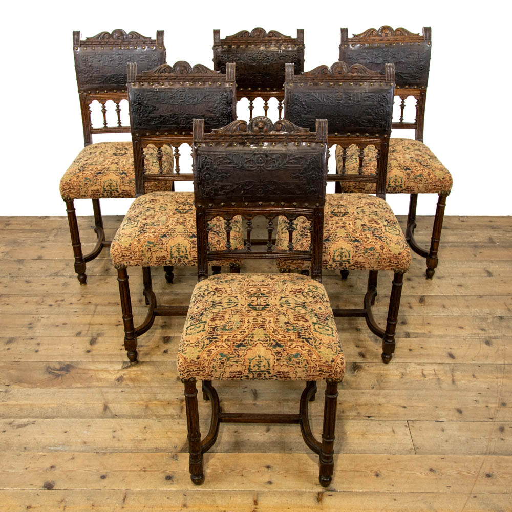 Set of Six Edwardian Spindle Back Dining Chairs