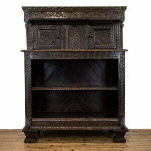 Antique Carved Oak Court Cupboard with Bookcase Base