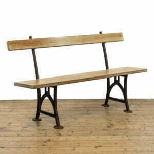 M-3669a Antique Pitch Pine Railway Station Bench (1)