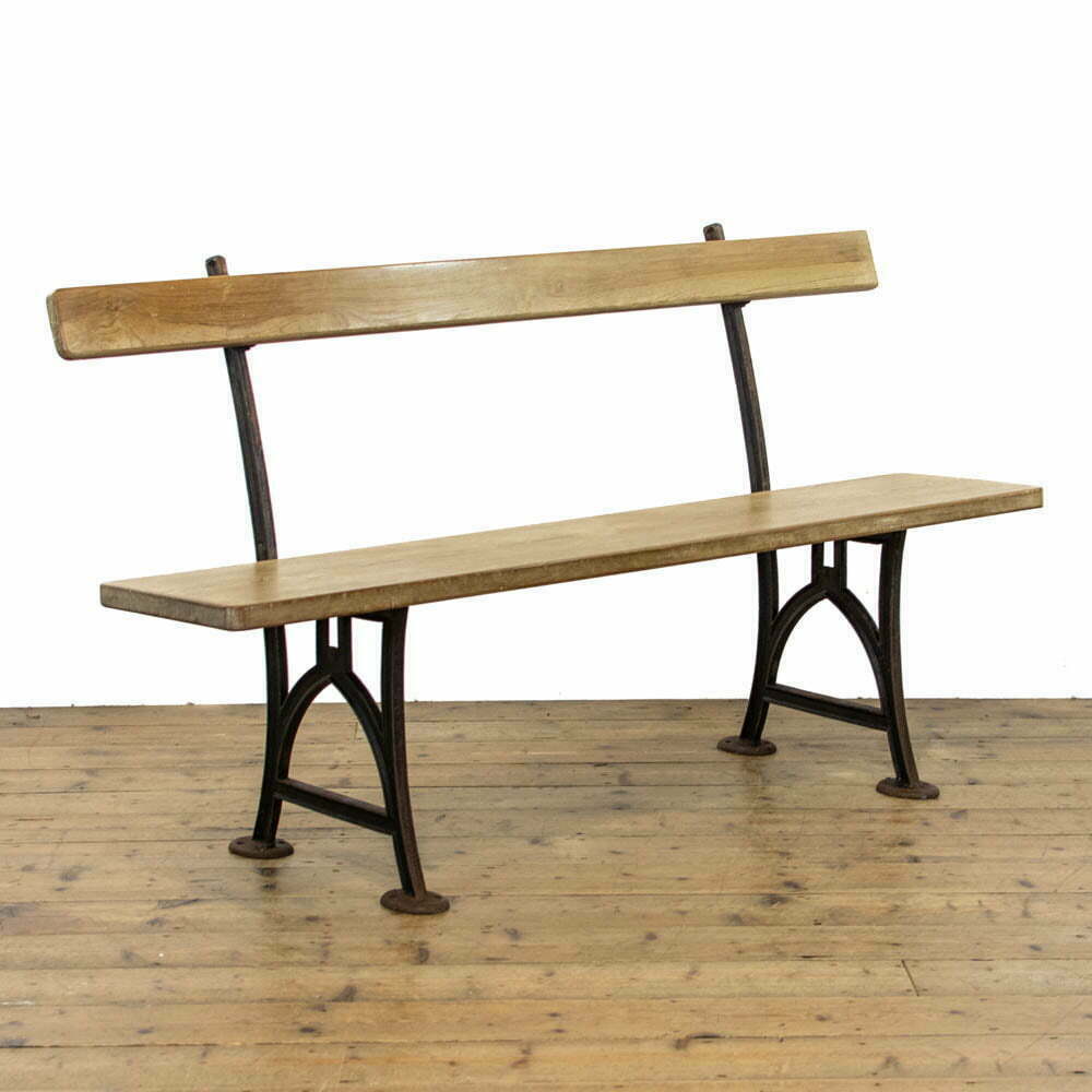 Antique Pitch Pine Railway Station Bench