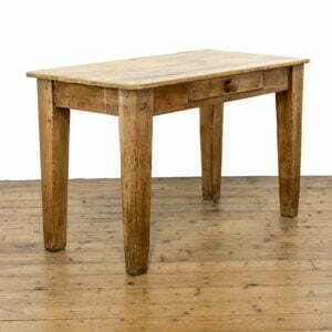 Antique Pine Kitchen Table with Single Drawer