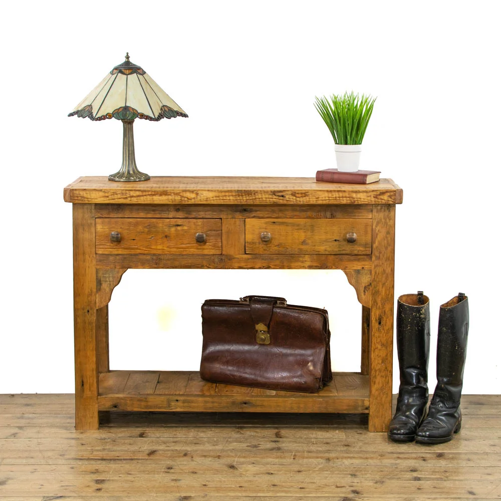 Rustic Wooden Two Drawer Sideboard