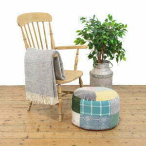 Mixed Grey Welsh Blanket and Colourful Patchwork Pouffe Footstool