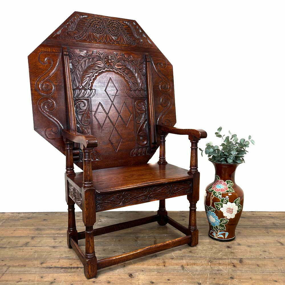 Large Early 20th Century Antique Oak Monks Seat