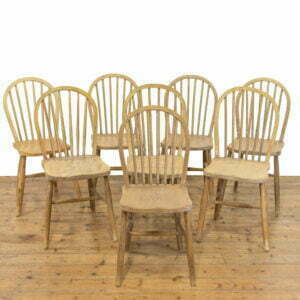 Set of Eight Antique Pine Kitchen Chairs