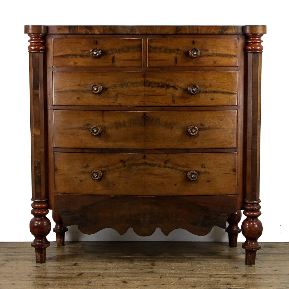 Large Antique Mahogany Bow Fronted Chest of Drawers