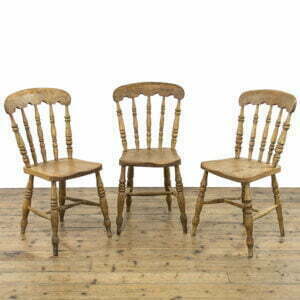 Set of Three Antique Pine Farmhouse Kitchen Chairs