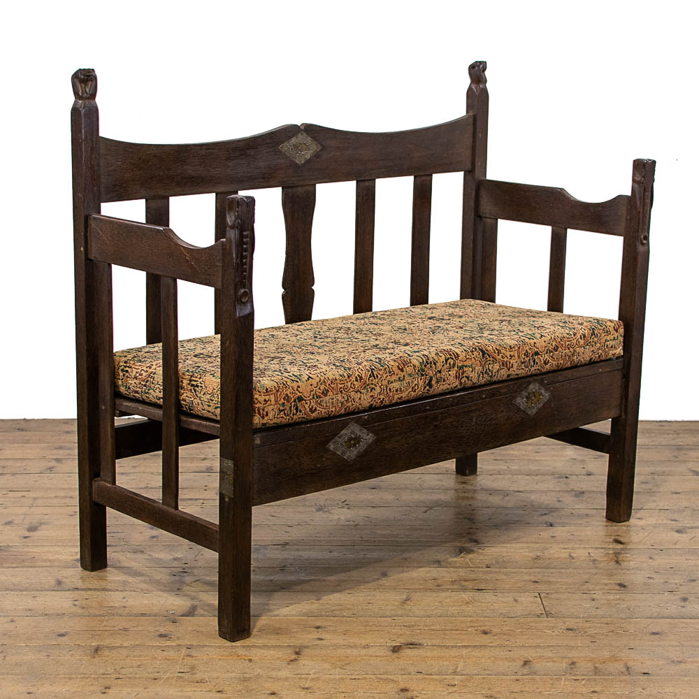 Antique Bench with Loose Tapestry Cushion