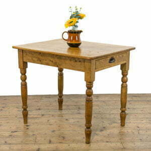 Small Antique Pine Kitchen Table with Single Drawer