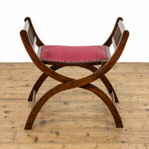 Antique Mahogany X Frame Folding Campaign Stool