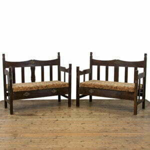 M-3366 M-3365 Pair of African Antique Benches with Loose Tapestry Cushion (1)